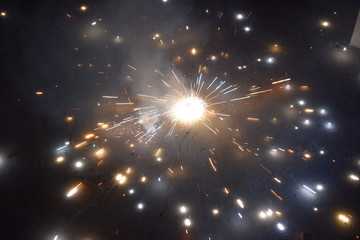 Indian Festival of Lights, Happy Diwali Celebration with illustration of exploding Firecracker on...