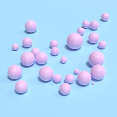 abstract background with pink balls on light blue background