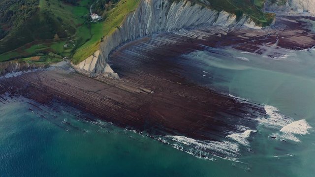 Zumaia flysch geological strata in Sakoneta beach, Basque Country