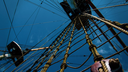 Fototapeta premium Mastkorb auf einem Auswandererschiff in New Ross