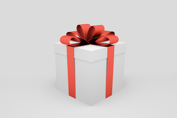 Christmas and New Year's Day , red gift box white background 3d rendering