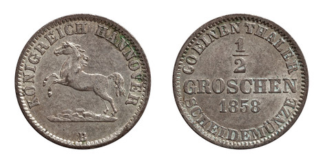 Hannover half groschen 1858 silver coin