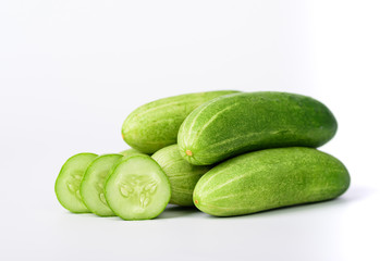 Fresh cucumber on white background