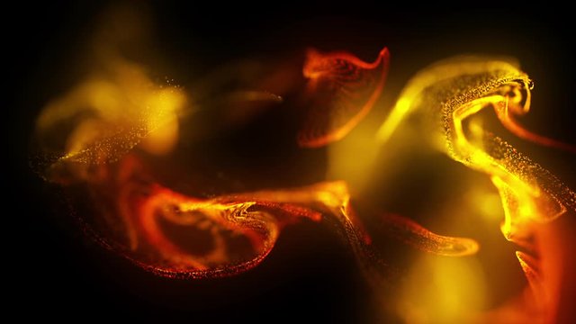 4k  Fluid particles. Liquid glowing multicolor neon dust. Fluid animation. Abstract background