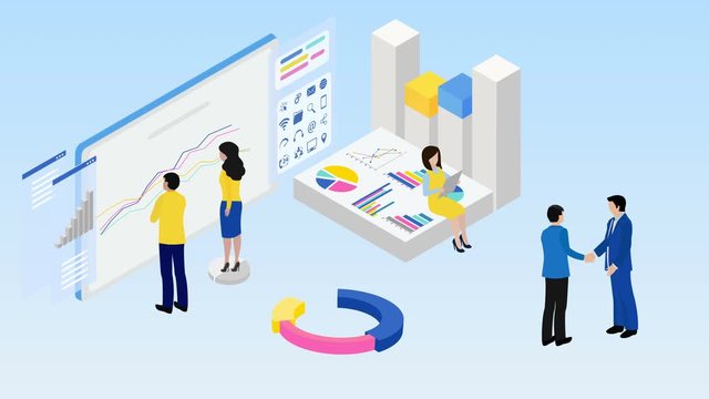 Business financial analytics reports. Teamwork. Business cooperation. B2B. 4K video animation