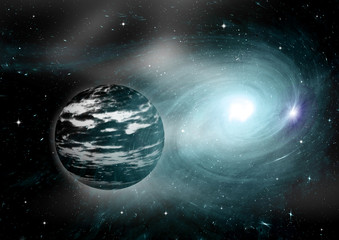 galaxy in a free space. 3D rendering