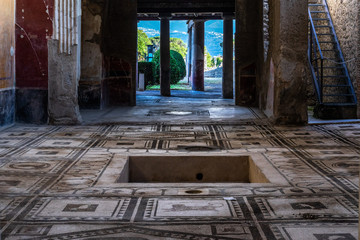 Interior of the House of the Cryptoporticus at Pompeii ancient Roman city, Campania, Italy - obrazy, fototapety, plakaty