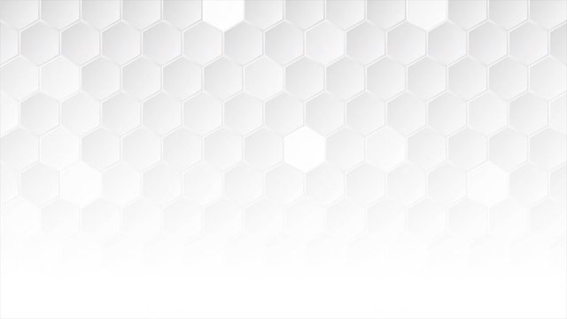 White geometric hexagons abstract technology motion graphic design. Grey modern futuristic background. Seamless loop. Video animation Ultra HD 4K 3840x2160
