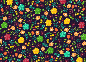 Ditsy colorful floral wallpaper EPS10.Vector