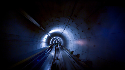A tunnel for trains at the Zurich airport, speed & technology concept