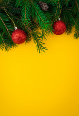 Christmas and New Year yellow background