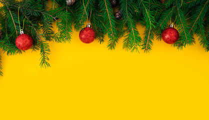 Christmas and New Year yellow background