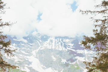 A beutiful landscape in the mountains. A footpath for mountaineers and hikers with a beautiful view over the summits of the Alps.