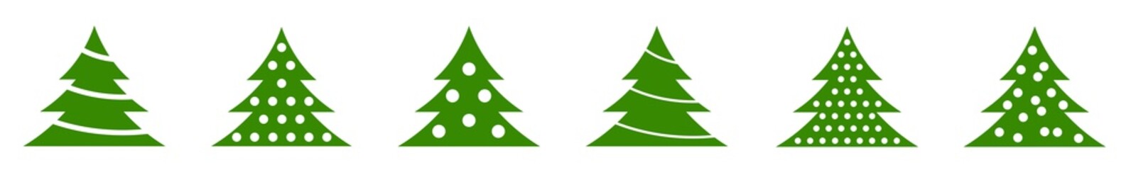 Christmas Tree Green Icon | Fir Tree Adornment Illustration | x-mas Symbol | Logo | Isolated Variations