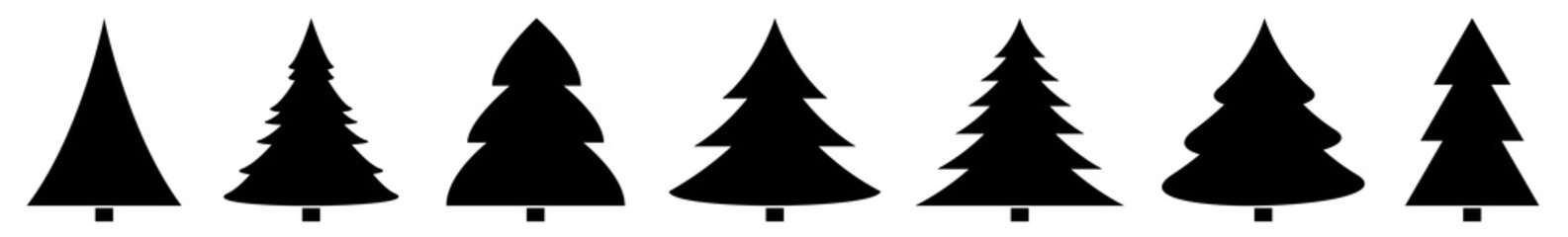 Christmas Tree Black Icon | Fir Tree Illustration | x-mas Symbol | Logo | Isolated Variations