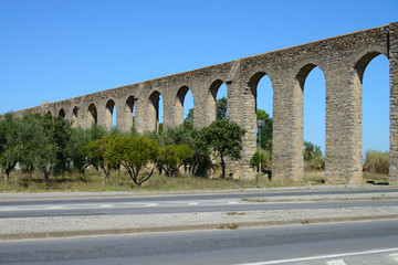 Old Roman aqueduct, City of Evora, Portugal