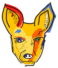 Tête de renard tout en couleurs
