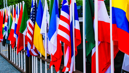 A LIne of International Flags at Festival
