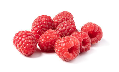 ripe raspberry on white background