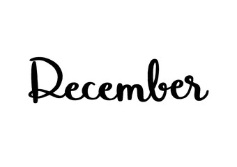 December hand lettering on white background