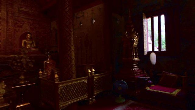 4K video of Phra Phuttha Sihing Buddha in Phra Sing Waramahavihan temple, Thailand.