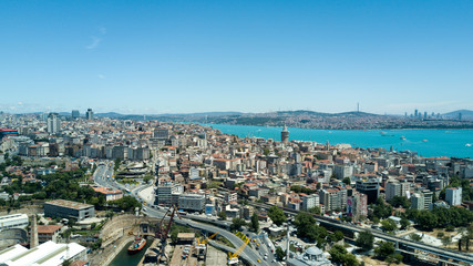 istanbul golden horn aerial shot amazing view