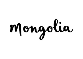 Fototapeta na wymiar Mongolia hand lettering on white background