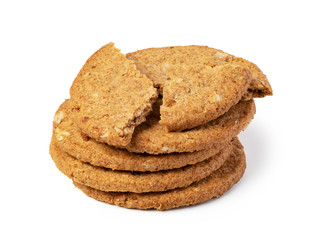 Fototapeta na wymiar Oatmeal Cookie on a white background
