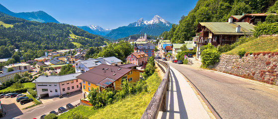 Town of Berchtesgaden and Alpine landscape panoramic view