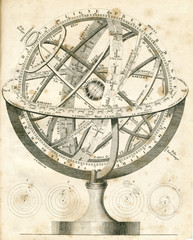 Fototapeta na wymiar Antique Armillary Sphere Sundial Globe vintage illustration
