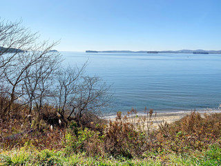 Vladivostok, Patrokl Bay in the fall. Ussuri Bay of the sea of Japan 