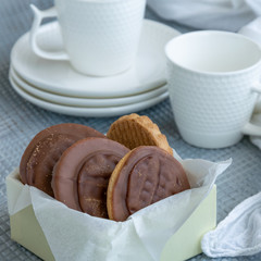Refreshment time, Tasty homemade biscuits and cups fot hot drink