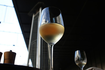 white wine. glass of white cold wine