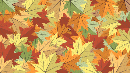 Naklejka na ściany i meble Fall background with colorful autumnal maple leaves. Vector banner for sale, advertising, poster, web.