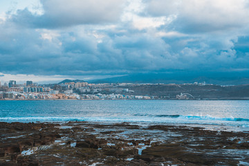 City of Las Palmas de Gran Canaria before nightfall