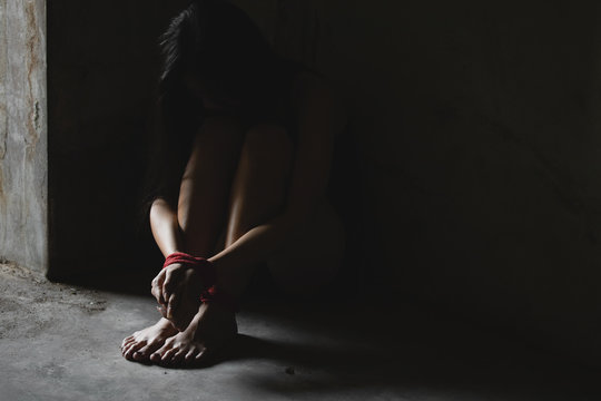 Stop violence against Women, Sexual harassment, international women's day. Sexual harassment human trafficking concept.