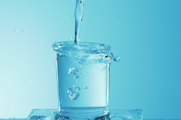 Mineral water in transparent glass