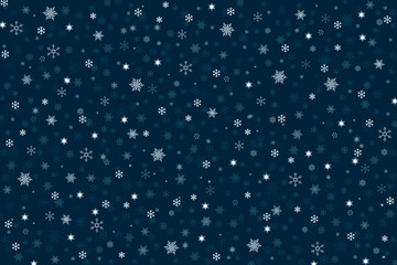 dark blue winter background with snowflakes.  