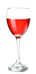 Glass of wine on white background