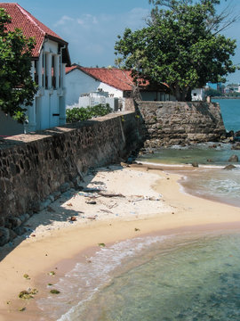 View on the walls, and lightower in Galle Fort in south of Sri Lanka.