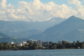 Fototapeta premium Bodensee, Bregenz und Hoher Freschen