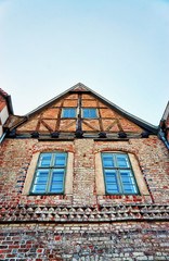Old half-timbered houses in Schwerin. Mecklenburg-Vorpommern, Germany