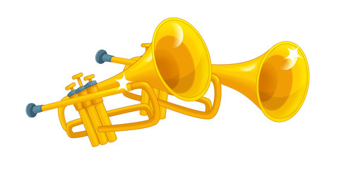 Cartoon trumpet isolated on white background - illustration for children © agaes8080
