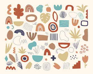 Set of hand drawn abstract vector doodle elements. Hand drawn shapes, objects and textures in contemporary style.