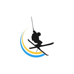 snowboarding logo template, creative idea, design vector
