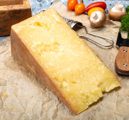 Cheese collection, aged Maniva cheese from Alpine valleys near Mount Maniva, North Italy
