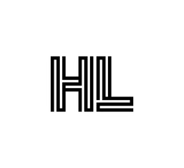 Initial two letter black line shape logo vector HL