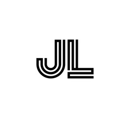Initial two letter black line shape logo vector JL