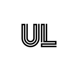 Initial two letter black line shape logo vector UL