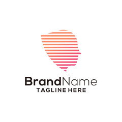 human head technology logo design modern vector template